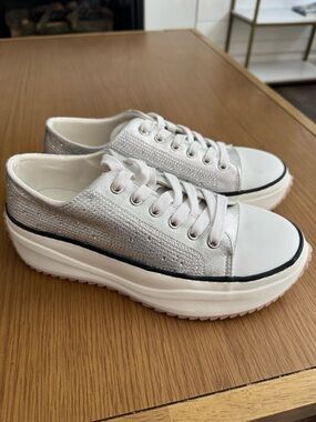 Wild Pair Silver Glitter Platform Lace-Up Sneakers